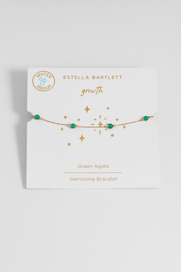 Wellness Green Agate Beaded Chain Bracelet