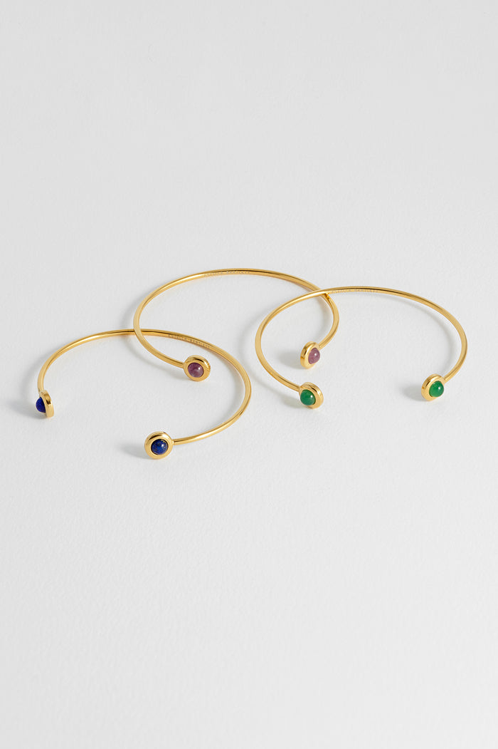 Wellness Green Agate Open Bangle