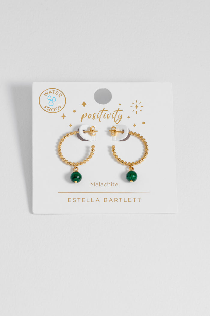 Wellness Malachite Drop Hoops