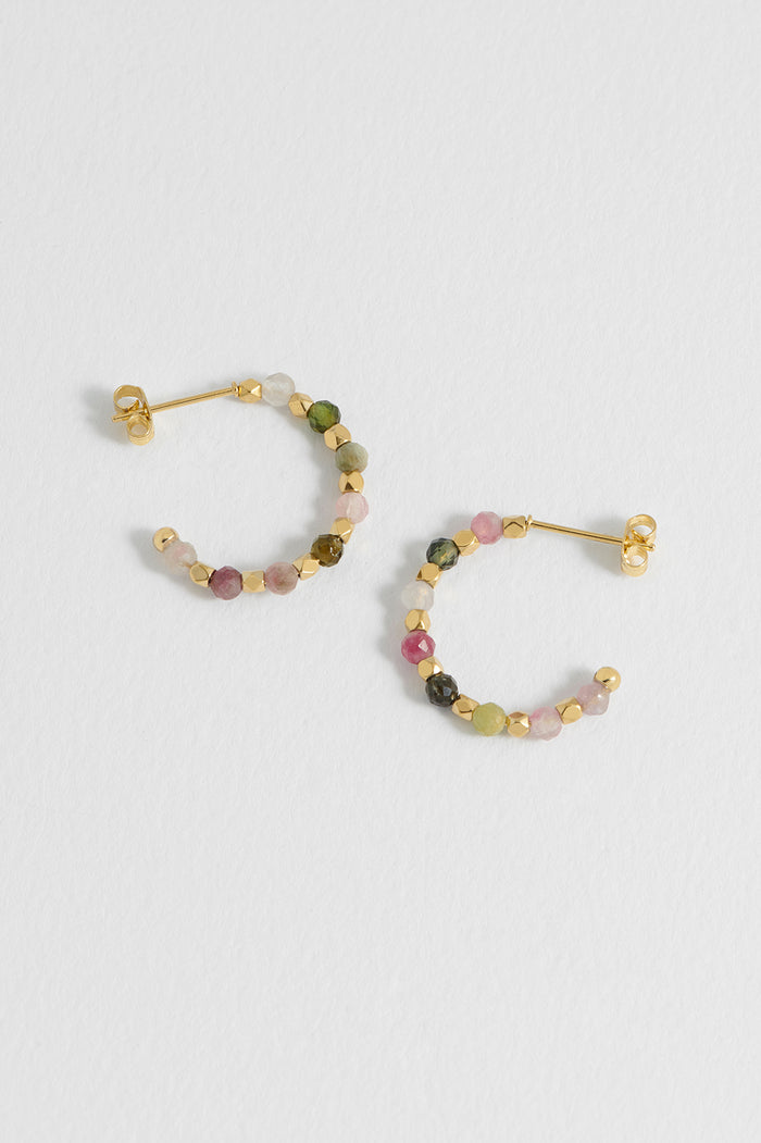 Wellness Tourmaline Coco Beaded Hoops