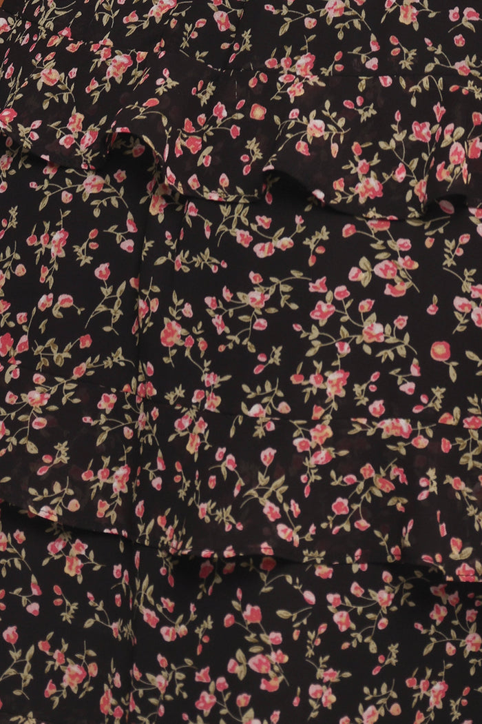 Petal and Pup USA DRESSES Wendi Ruffle Dress - Black Floral