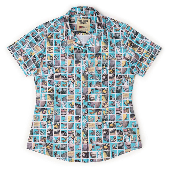 RSVLTS XS Where the Wild Things Are Women's Short Sleeve Shirt Where the Wild Things Are "Teeth, Roars, Eyes, and Claws" – Women's KUNUFLEX Short Sleeve Shirt Where the Wild Things Are "Teeth, Roars, Eyes, and Claws" – Women's KUNUFLEX Short Sleeve Shirt