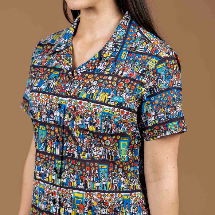 RSVLTS Where's Waldo Women's Short Sleeve Shirt Where's Waldo? "The Corridors of Time" – Women's KUNUFLEX Short Sleeve Shirt Where's Waldo? "The Corridors of Time" – Women's KUNUFLEX Short Sleeve Shirt