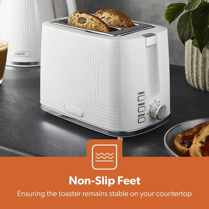 White 2-Slice Bread Toaster With 7 Level Browning Control