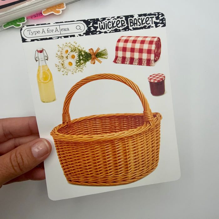 Wicker Basket Jumbo Journaling Sticker Pocket