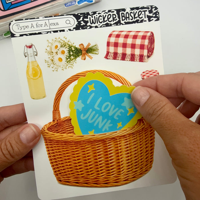Wicker Basket Jumbo Journaling Sticker Pocket