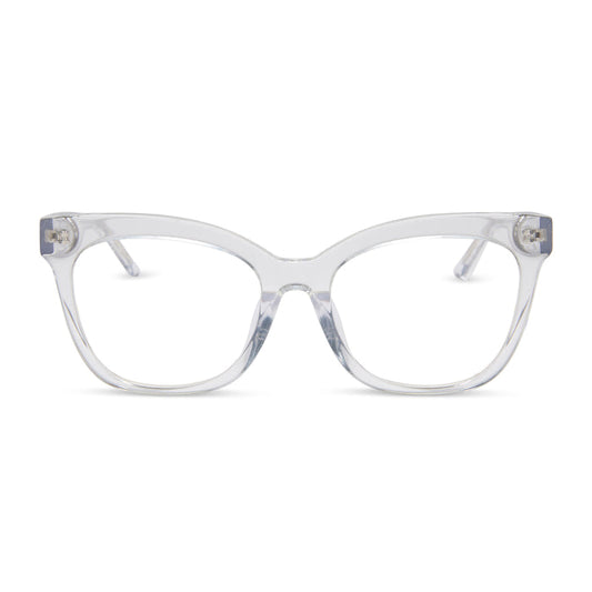 diff eyewear featuring the winston cat eye prescription glasses with a clear crystal frame front view