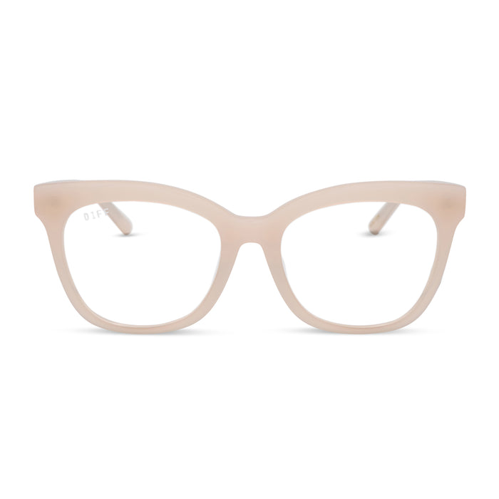 diff eyewear featuring the winston cateye prescription glasses with a milky blush frame front view
