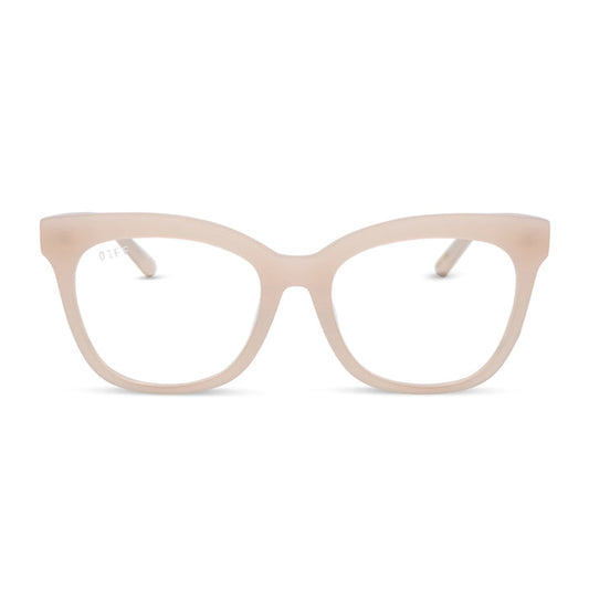diff eyewear featuring the winston cateye prescription glasses with a milky blush frame front view