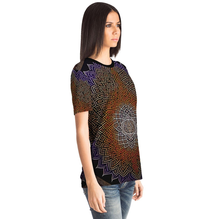 Wisdom and Illusion Trippy Tee | Psychedelic Sacred Geometry | Abstract Cosmic Organic Mandala Mystic Graphic Art T-Shirt