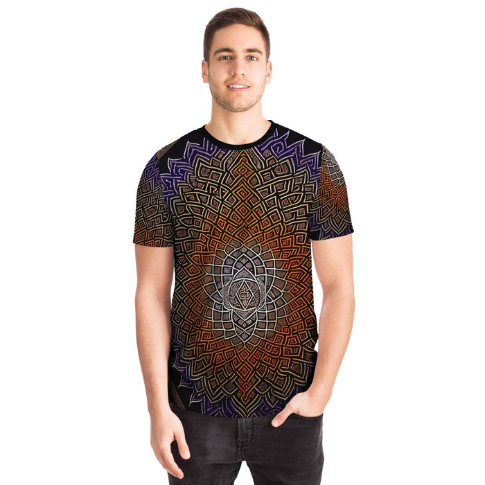 Wisdom and Illusion Trippy Tee | Psychedelic Sacred Geometry | Abstract Cosmic Organic Mandala Mystic Graphic Art T-Shirt