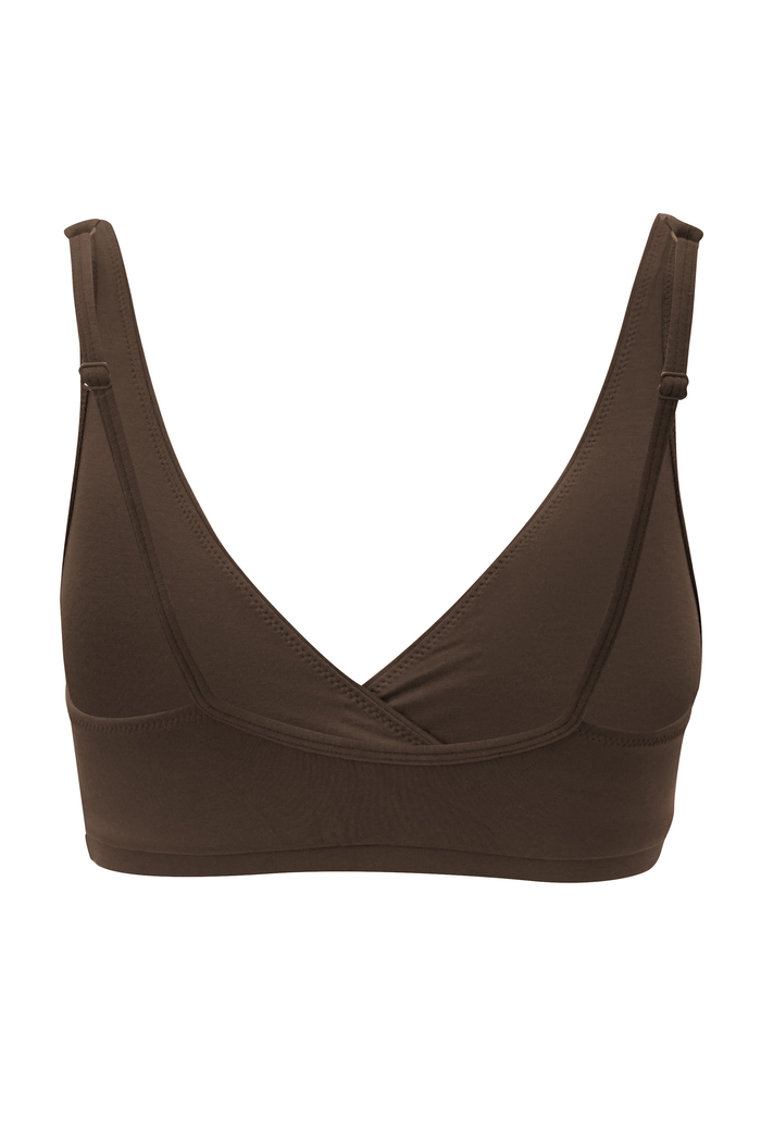 The back of the Women's Cross Front Bralette in Toffee