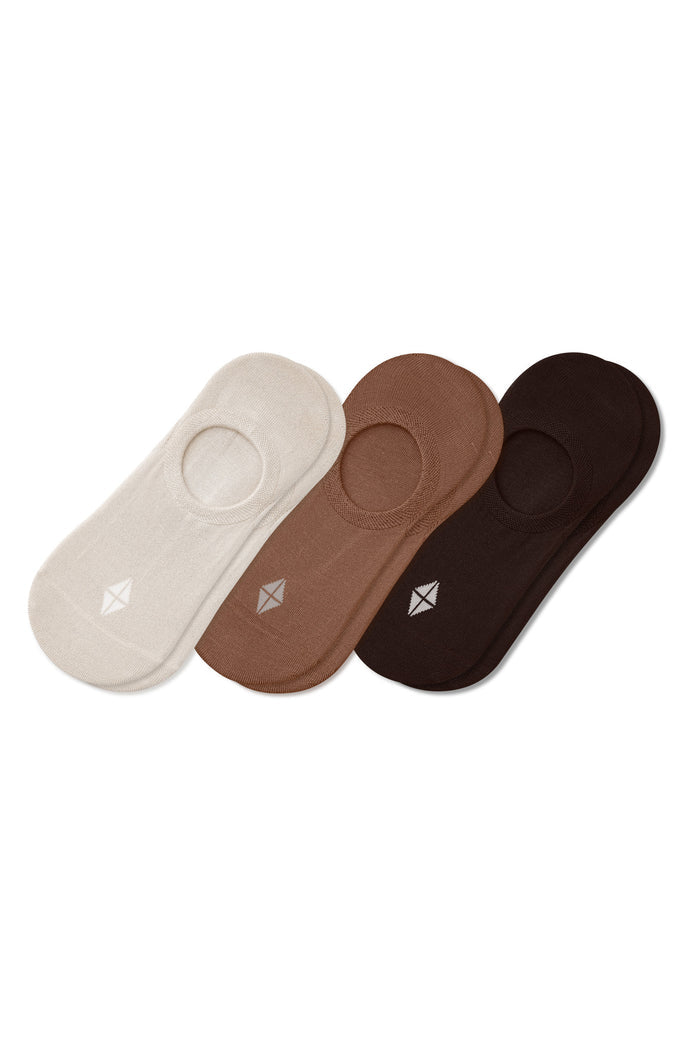 Women's No Show Socks 3-Pack in Cafe on a white background