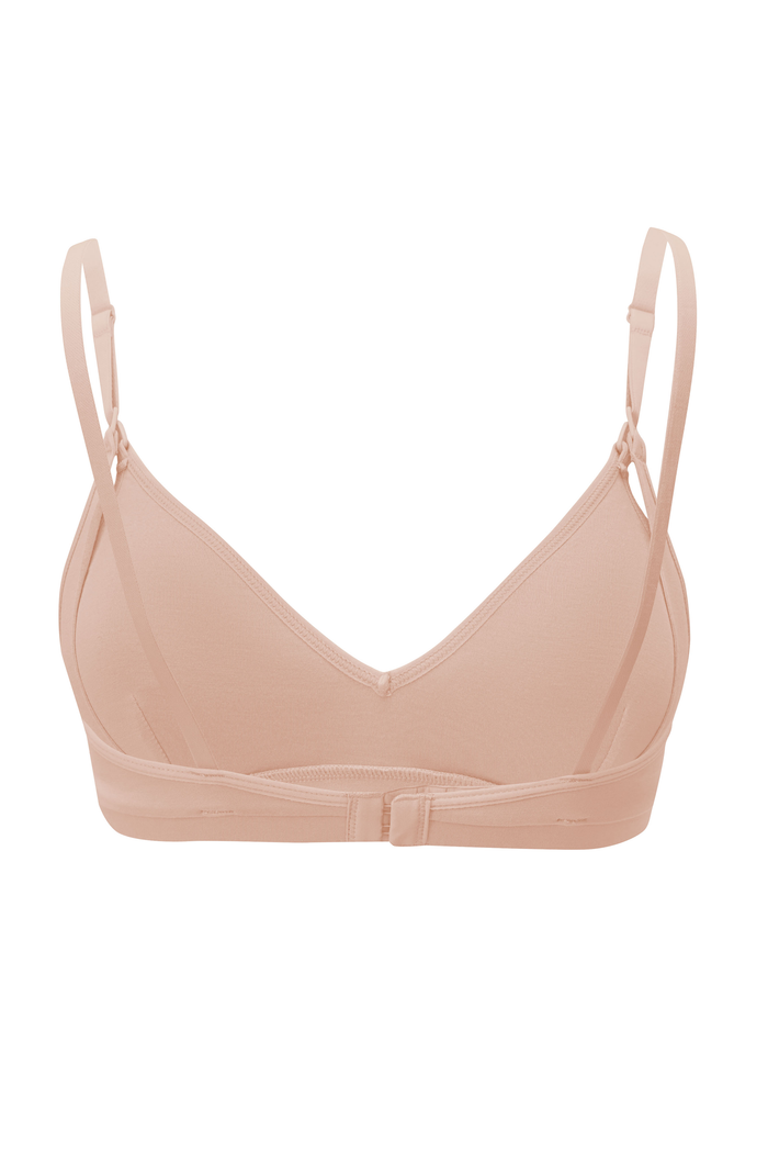 Back of soft bamboo Women's Nursing Bra in Chai