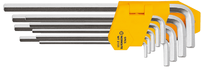 Worksite Hex Wrench 9pcs Set Cr-V steel, Long Arm, 1.5-10MM. WT2151 Worksite Hand Tools