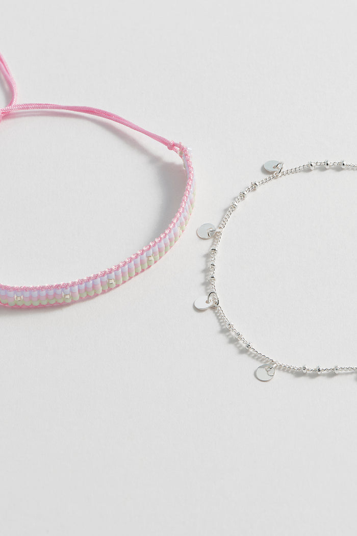 Woven Duo Beaded Charm Bracelets