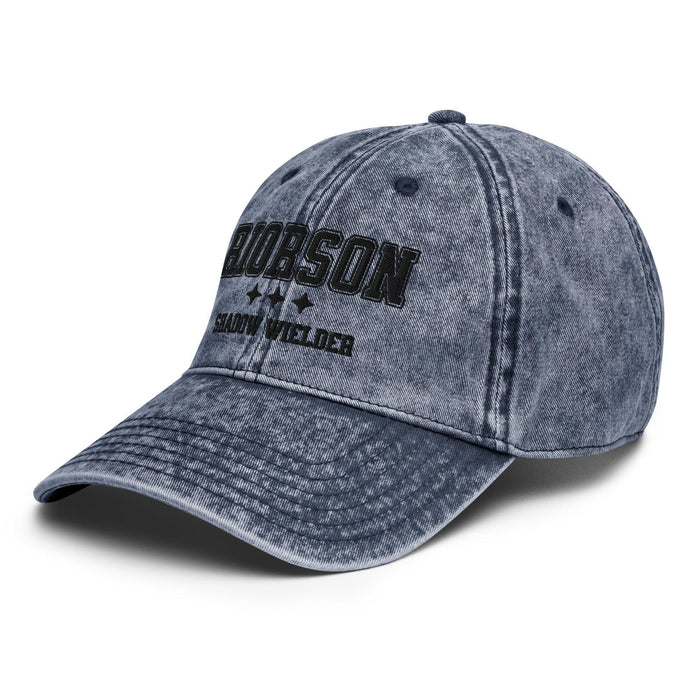 Xaden Riorson Shadow Wielder Embroidered Vintage Cotton Twill Cap - The Bean Workshop - cap, embroidered, fourth wing, hat, iron flame, onyx storm, rebecca yarros