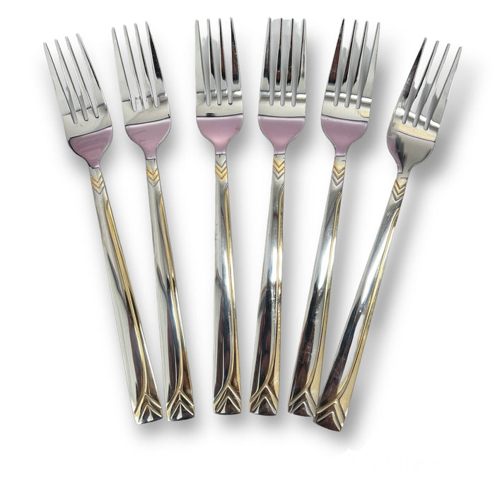 YICAN High Grade Stainless Steel Fork 6 Piece Set gold accent