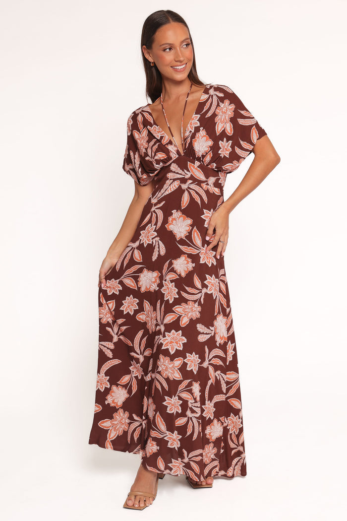 Petal and Pup USA DRESSES Yolande Midi Dress - Orange Floral