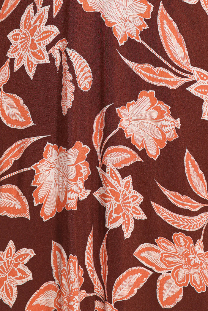 Petal and Pup USA DRESSES Yolande Midi Dress - Orange Floral