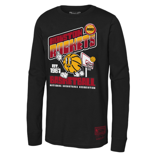 Youth Houston Rockets Mitchell & Ness HWC Throwback Long-sleeve T-Shirt