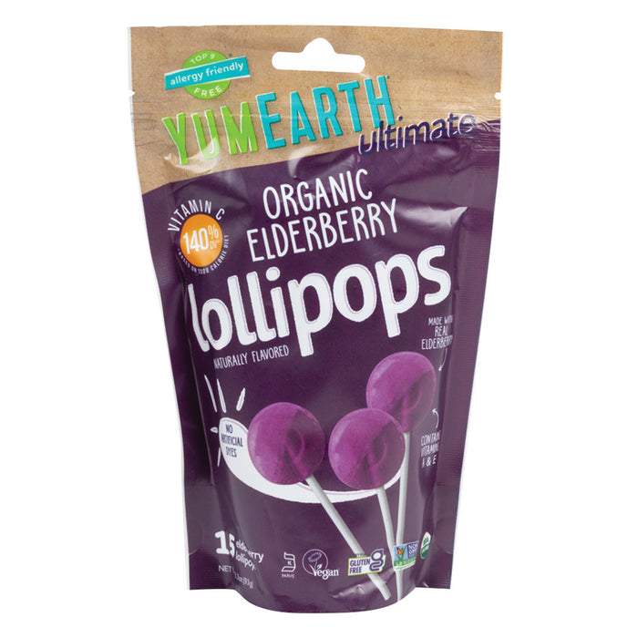 YumEarth Organic Elderberry Lollipops - 6 Count